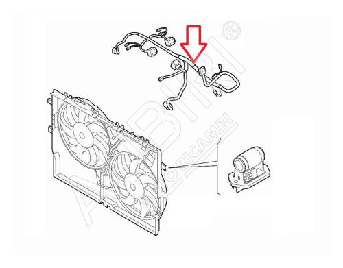 Kabeláž ventilátoru chladenia motora Fiat Ducato od 2021 bez klimatizácie