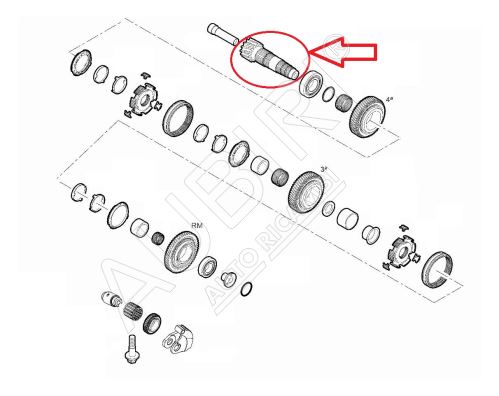 Hriadeľ prevodovky Fiat Ducato od 2021 2,2D sekundárny pre R/3/4. stupeň, 15/73 zubov