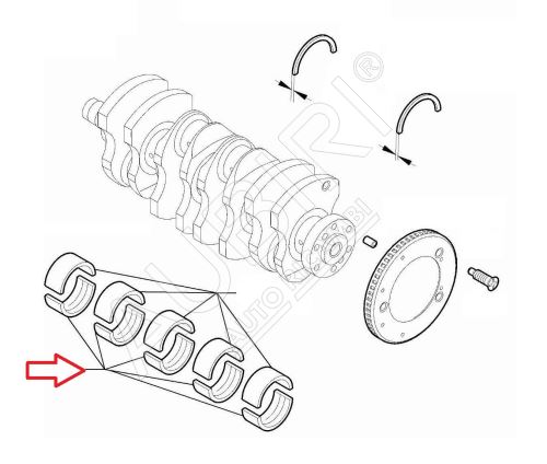 Hlavné ložisko kľuký Fiat Ducato od 2021 2,2D 1,832-1,836 spodné, modré