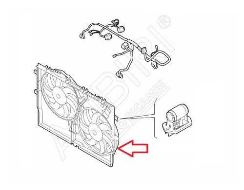 Ventilátor chladenia motora Fiat Ducato od 2021, 2x relé a odpor, automatická prevodovka