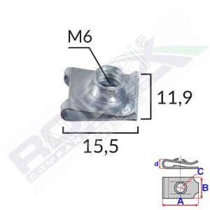 Montážna príchytka M6 mm/Rapidka, 10 ks v balení