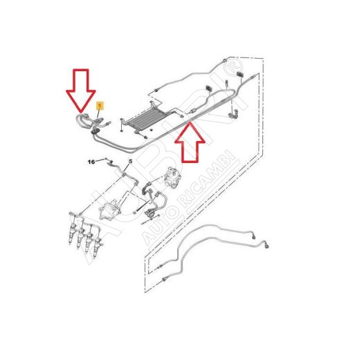 Palivové potrubie Citroën Berlingo, Peugeot Partner 2011-2016 1,6 HDi
