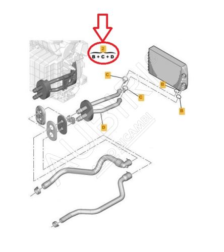 Potrubie radiatoru kúrenia Citroën Berlingo, Peugeot Partner 2008-2018