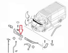 Plastový kryt pod čelné sklo Fiat Ducato 2006-2014 pravý - torpédo, pravostranné riadenie