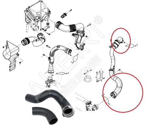 Hadica plniaceho vzduchu Renault Trafic 2014-2019 1,6 z turba do intercoolera, sada