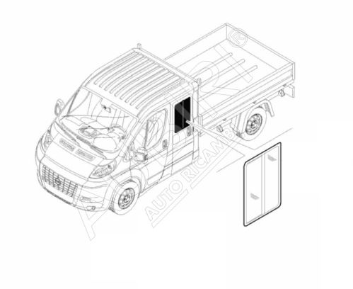 Sklo dverí Fiat Ducato 2006- zadné ľavé, valník, dvojkabína