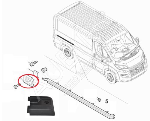 Koncovka kolajnice posuvných dverí Fiat Ducato od 2014 pravá stredná