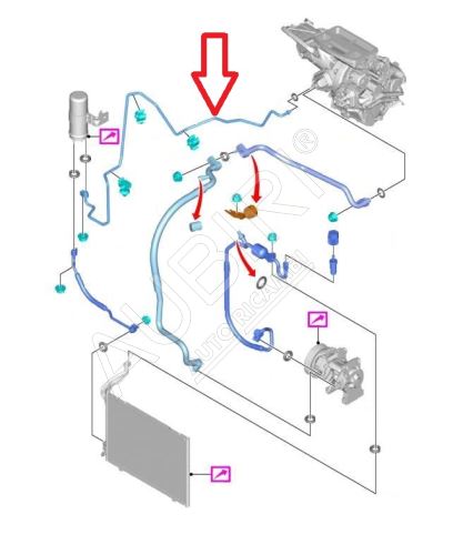 Trubka klimatizácie Ford Transit Courier 2014-2018 do kúrenia