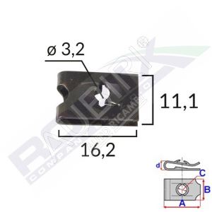 Montážna príchytka 3,2mm/Rapidka, 25 ks v balení