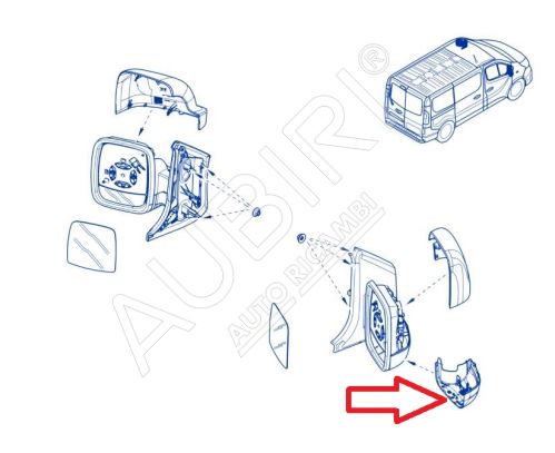 Kryt spätného zrkadla Renault Trafic od 2021 pravý, spodný